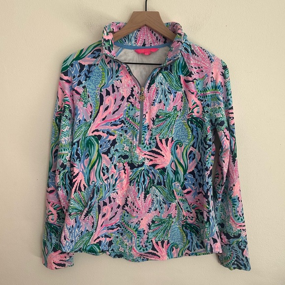 Lilly Pulitzer Tops - Lilly Pulitzer Skipper Popover High Tide Bringing Mermaid Back Jacket Size Small